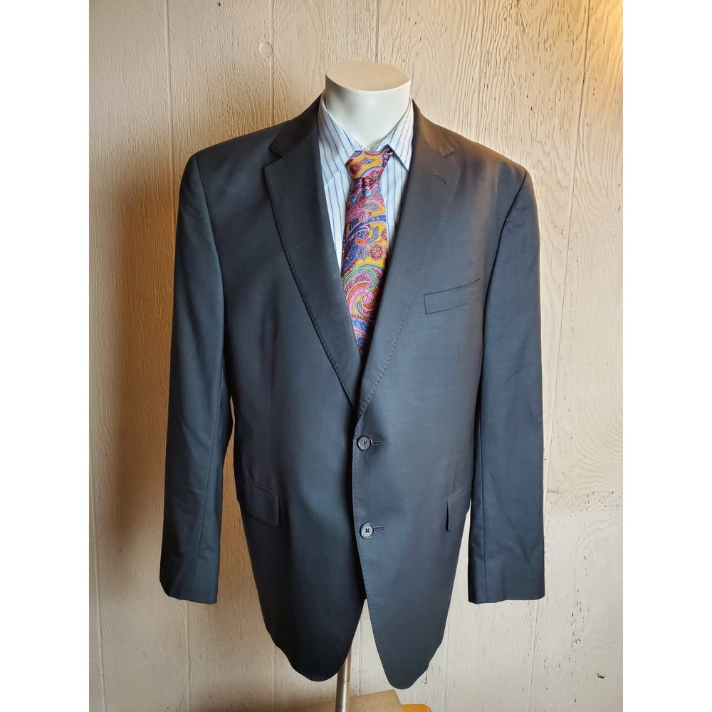 David Donahue Blazer Men 46 R Charcoal Marzotto Wool Super 150s Double Vented - Picture 1 of 16